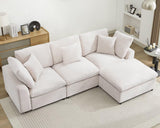 POYISOU 101" Cloud Couch Sectional Sofas for Living Room, L Shaped Modular Couch with Ottoman, Large Convertible Modern 3 Seats Sofa Chenille Comfy Couches for Apartment Lounge, Beige POYISOU