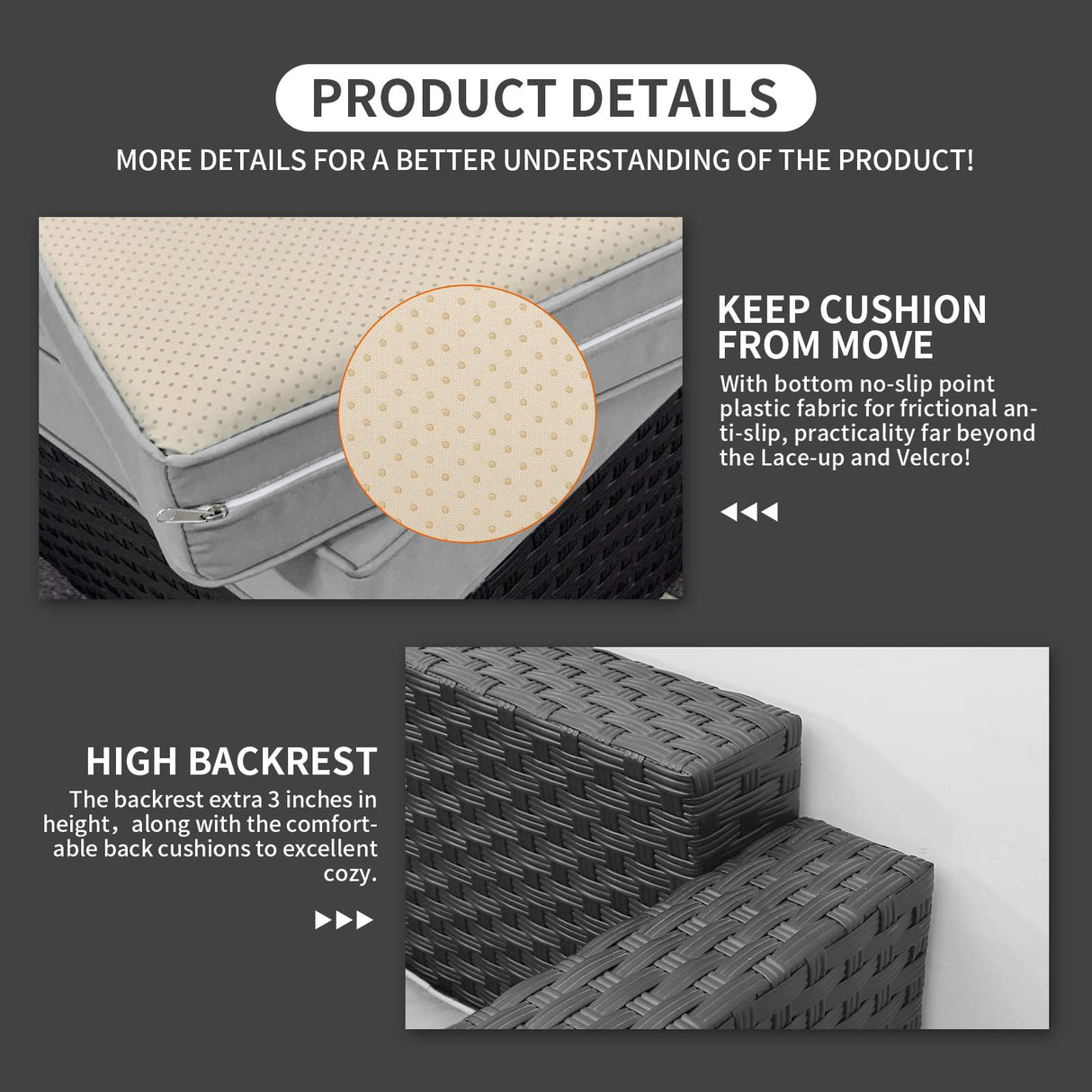 Rattaner Outdoor Wicker Furniture Couch Set 5 Pieces Patio Furniture Sectional Sofa with Grey No-Slip Cushions and Waterproof Covers Rattaner