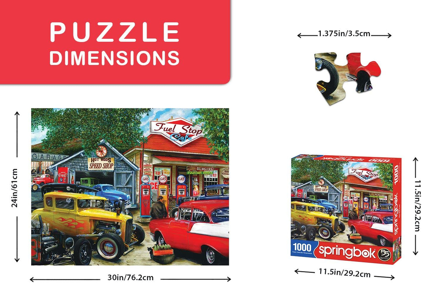 Springbok's 1000 Piece Jigsaw Puzzle Hot Rod Cafe - Made in USA