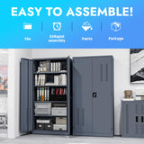 KAER Metal Garage Storage Locker 72" H Garage Cabinets with 2 Doors 4 Adjustable Shelves and Tool Board Tool Cabinets for Warehouse Basement Home Office - Assembly Required KAER