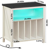 Joaxswe Large Record Player Stand with Charging Station & LED Lights, Vinyl Records Storage Holder Cabinet Holds up to 230 Albums, Turntable Stand for Music Room, Bedroom, Living Room, Office (White) Joaxswe