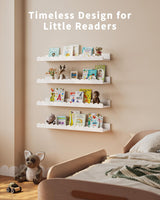 Nursery Book Shelves, 4-Pack White Floating Shelves for Wall Kids, Scalloped Shelves, Wall Book Shelves for Bedroom Kids, Toddler Room, Baby Room, Nursery Decor Shario