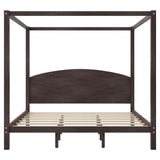 MaiDeHaoo King Size Canopy Bed Frame with Headboard, Wood King Canopy Platform Bed Frame with Headboard and Support Legs, 4 Post Canopy Bed with Under Bed Storage, Brown MaiDeHaoo