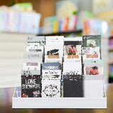 Queekay 6 Tier Wire Countertop Rack Comic Book Rack Wide Tabletop Display Magazine for Book Brochure Literature Greeting Card Shelf Holder Stand (White) Queekay