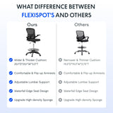 FLEXISPOT Drafting Chair Tall Office Chair with 2D Lumbar,3D Flip-up Armrest,Standing Desk Chair with Breathable Mesh & Adjustable Foot Ring BIFMA Certified for Home Office,Drawing,Guitar(Black) FLEXISPOT