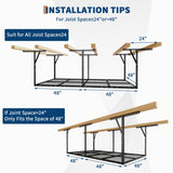 4x8 Garage Overhead Storage Racks with Stable Triangle Support, Heavy-Duty Steel Ceiling Mount Racks for Garage Storage, Adjustable Height, 600lbs Capacity, Black EliteEdge