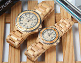 BEWELL ZS-100B Couple Watch Quartz Movement Wooden Watches His and Hers Handmade Lightweight Date Wristwatches BEWELL