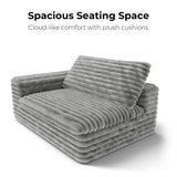 LIKIMIO Boneless Sectional Cloud Couch for Living Room, 112" Oversized Loveseat Modern Sofa with Comfy Cushions, 34" Extra Deep Seat, No Assembly Required, Plush Corduroy Upholstery, Grey LIKIMIO