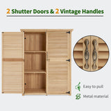 MCombo Outdoor Wooden Storage Cabinet, Garden Tool Shed with Latch, Outside Tools Wood Cabinet with Double Doors for Patio 1900 (Natural, Large) MCombo