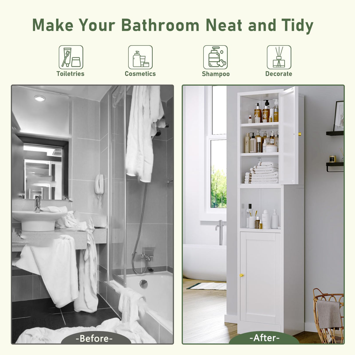 YAUWOH Tall Metal Storage Cabinet, Metal Locker Storage Cabinet with 3 Adjustable Shelves and 2 Doors,Sideboard for Small Spaces, Living Room, Home Office, Dining Room,White YAUWOH