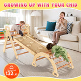 Xickboke Pikler Triangle Set Montessori Play Gym Climbing Toys for Toddlers 1-3 Inside Wooden Baby Play Gym Toddler Slides Indoor and Outdoor Play Xickboke
