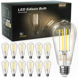TJOY 12 Pack Vintage 8W ST58 LED Edison Light Bulbs, Dimmable, 60W Equivalent, 800Lumens, 2700K Warm White, E26 Base LED Filament Bulb, CRI80+, Antique Glass Style for Home, Bedroom, Office, Farmhouse TJOY