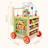 Wooden Activity Cube 6 in 1 Montessori Toys Educational Learning Sensory Toys for 1 Year Old 12-18 Months Boys Girls First Birthday Gifts for Baby Toddler Toys Age 1-2 Bead Maze Shape Sorter Abacus KABENFIS