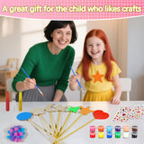 21 Sets Princess Fairy Wands Kit, Make Your Own Magical Wand Include Unfinished Wooden Fairy Wands Bow Gem Stickers Ribbons Paint for Decorate Art DIY Magical Show Party Supplies Princess Cosplay X Hot Popcorn