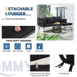 EROMMY 3 Piece Patio Conversation Sets, L-Shaped Sectional Patio Furniture Sofa Set with Thick Cushions and Toughened Glass Coffee Table for Backyard Balcony Garden Porch, Black EROMMY