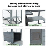 Mxsunh Catio Outdoor Cat Enclosure Large Weatherproof Outdoor Cat House for Outdoor Cats with 3 Resting Boxes, 3 Platforms,5 Windows,70" H*32" W*77" L-Gery MXSUNH