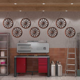 8 Pieces Wooden Wagon Wheel Wall Decor 10 Inches Old Western Wood Wall Art Farmhouse, Rustic Yard Decor Wood Hanging Decorative Wheels for Garden Home Bar Garage Qunclay