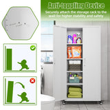 Aobabo 73''H Garage Storage Cabinet with Wheels,Office Storage Cabinet with Lock,Steel Cabinet with 2 Doors and 4 Adjustable Shelves for Garage Office,Required-Assembly White Aobabo