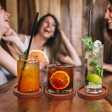 Mckanti Wooden Coasters Set of 6 with Holder, Acacia Wood Drink Coasters for Farmhouse, Patio, Bar Decoration Mckanti