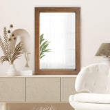 DAOYIJIAJU Rustic Wooden Framed Wall Mirror, Rectangle Wood Hanging Mirror, Farmhouse Wall Mirror for Bathroom Vanity Bedroom Living Room, Vertical or Horizontal Hanging, 36" x 24" DAOYIJIAJU