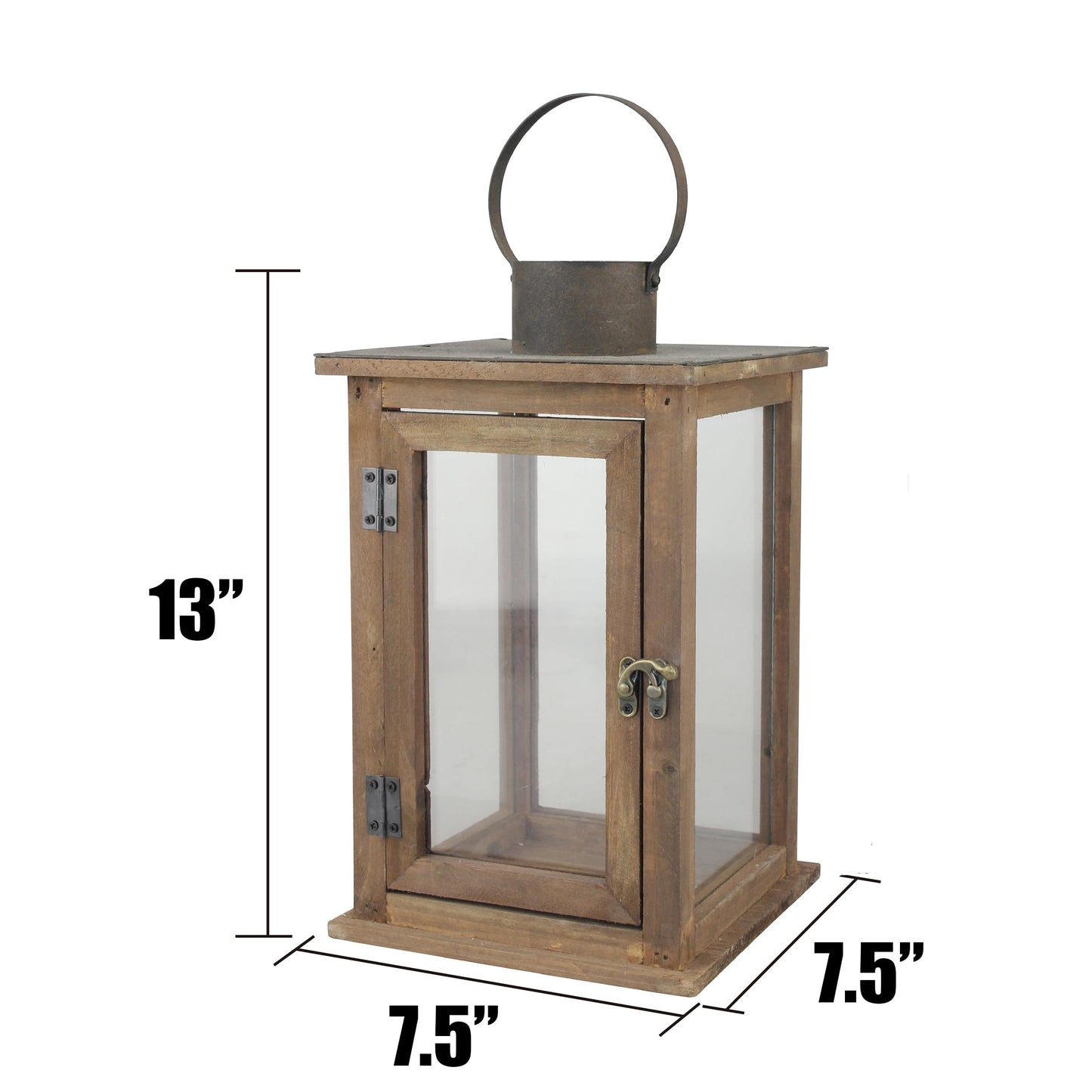 Stonebriar SB-5174B Rustic 12.5" Wooden Candle Lantern, Large, Brown - WoodArtSupply