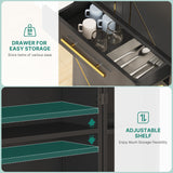 DWVO 72" Kitchen Pantry Storage Cabinet, Tall Modern Food Buffet Cabinets with Drawer & Adjustable Shelves & Door Rack, Freestanding Wood Storage Cupboard for Dining Room, Living Room, Bathroom, Black DWVO