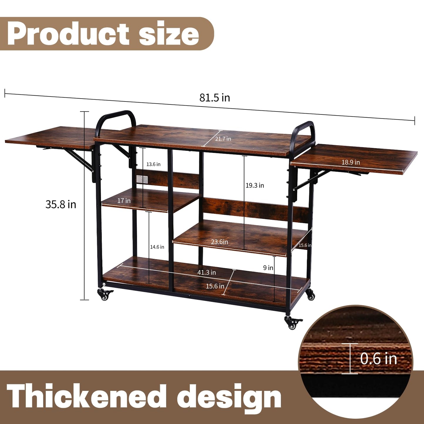 POCHAR Heavy Duty 3-Tier Heat Transfer Press Stand with Foldable Workbench and Metal Shelves for Sublimation Machines, Large DIY Storage Organizer