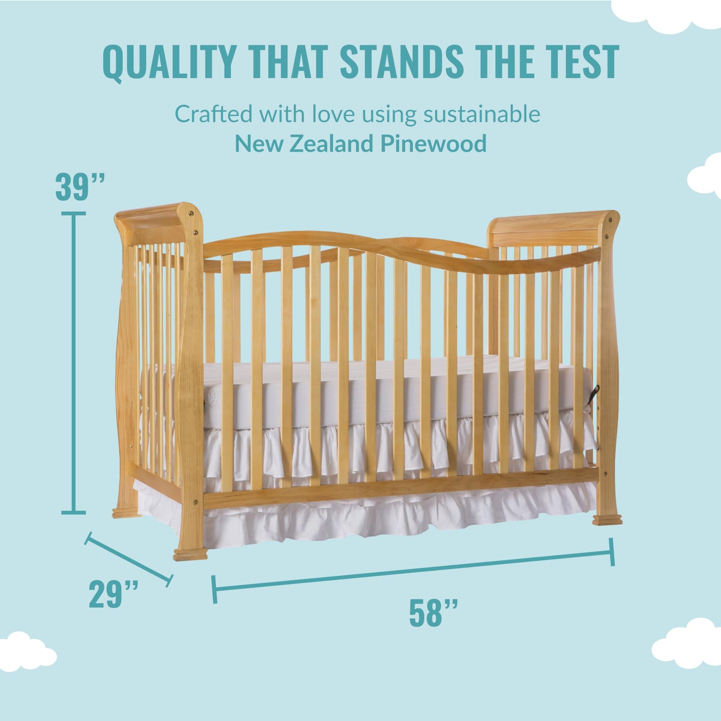 Dream On Me Violet 7-In-1 Convertible Life Style Crib In Natural, Greenguard Gold Certified, 4 Mattress Height Settings, Made Of Sustainable New - WoodArtSupply