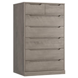 HITHOS 51" Tall 7 Drawers Dresser, Modern Grey Dresser, Wood Dressers & Chests of Drawers with Cut-Out Handles, Upright Drawer Chest, Accent Vertical Dressers Storage Cabinet for Living Room, Ash Gray HITHOS