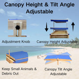 Kids Wooden Sandbox with Cover, Large Outdoor Sandbox with Canopy Height Adjustable, Sand Pit for Backyard Play, Wooden Sand Box for Kids Ages 4-8, Great for Children Boys Girls. AOCOROE