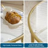 VINGLI Glass Coffee Table, 25.6" Round Champagne Gold Coffee Tables for Living Room, 2-Tier Glass Top Coffee Table with Storage Clear Coffee Table, Simple & Modern Center Table for Small Space VINGLI