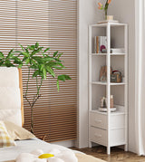 VIMBER Tall Bookshelf with Drawers, 6-Tier Bookcase for Books, Garage Kit, CDs, Movies, Modern Standing Bookshelves Storage Organizer for Bedroom Office Living Room White USSJ002W VIMBER