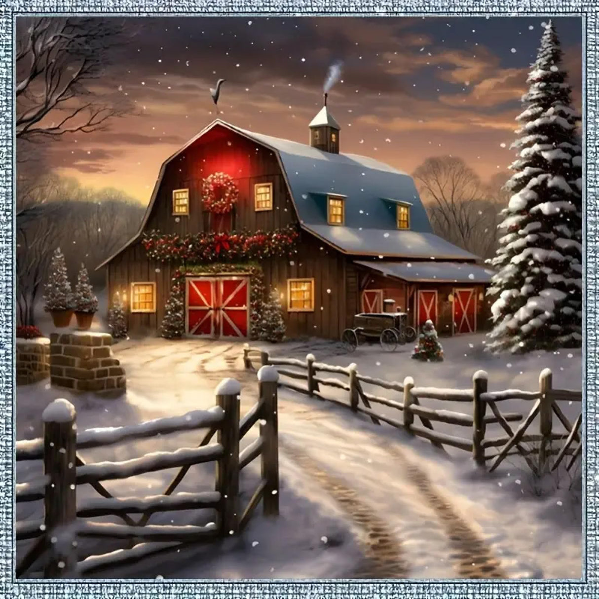 STGLCR Christmas Snowy Night Diamond Painting Kits,Winter Diamond Art Kit for Adults,Red House 5D Paint with Diamond Full Drill for Beginners Wall Decor12x12 STGLCR