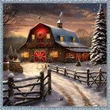 STGLCR Christmas Snowy Night Diamond Painting Kits,Winter Diamond Art Kit for Adults,Red House 5D Paint with Diamond Full Drill for Beginners Wall Decor12x12 STGLCR