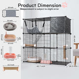 BriSunshine Cat Cages Indoor, 3 Tier DIY Cat Enclosure with Large Hammock, Metal Wire Pet House Kennels Crate Catio with Litter Box, Bed, Scratchers, Bowl, Stairs for 1-2 Cats BriSunshine