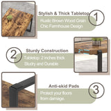 FOLUBAN Coffee Table, Modern Rustic Wood and Metal Center Table, Industrial Rectangle Cocktail Tea Table for Living Room, Brown, 47 Inch FOLUBAN