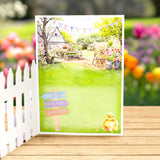 Katy Sue Spring Garden Picket Fence Card Making Kit. Contains 8 Shaped Cards, 3 Sheets of Die Cut Decoupage, Adhesive Foam Pads, Background Scenes, Instructions & 8 Envelopes for Card Making Supplies Katy Sue