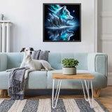 NWQZBYHT Forest Wolf Diamond Art Kits for Adults,5D Diamond Painting Kits for Adults,Round Full Drill Diamond Dots Gem Painting Kits for Beginner Picture Crafts Home Wall Decor 13.78x13.78 Inch NWQZBYHT