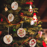 AerWo Natural Wood Slices Christmas Ornaments, 50 Pcs 2.7-3.1 Inches Small Wood Slices with Holes, Round Plain Wooden Circle Ornaments Blanks for DIY Crafts Unfinished Xmas Wooden Ornaments AerWo