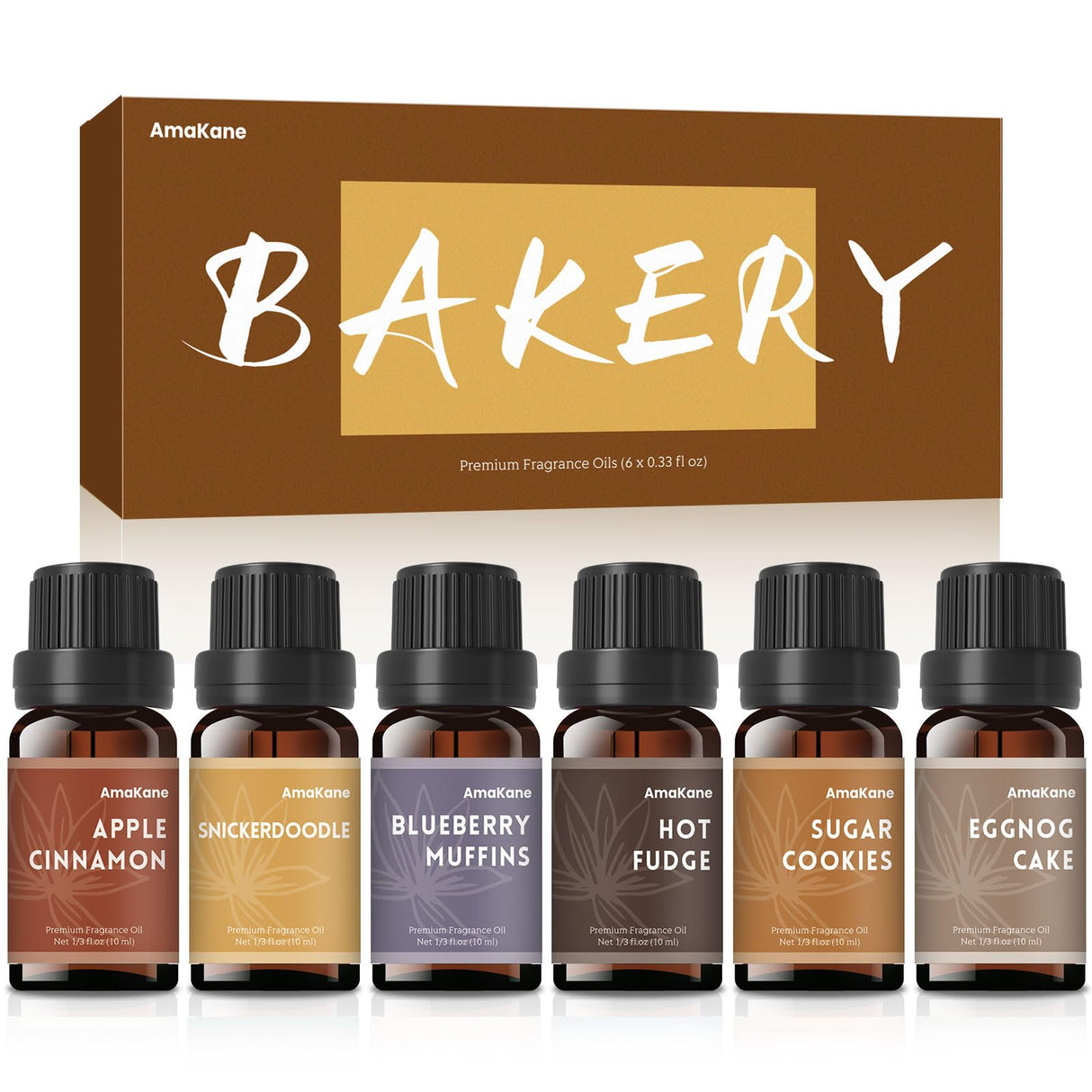 AmaKane Bakery Fragrance Oils, Sweet Essential Oils, Candle Making Scents, Soap Slime Scents, Aromatherapy Diffuser Oils for Home, Apple Cinnamon, Sugar Cookies and More 6x10 ml AmaKane