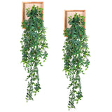 Briwooody 2 Pack Artificial Hanging Plants with Wooden Frames Fake Hanging Mandala Leaves Greenery Plants Mandala Vine for Wall Living Room Decor Bathroom Shelf Home Indoor Briwooody