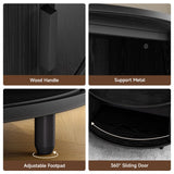 Lefurture 31.5 Inch Round Coffee Table, Mid-Century Modern Coffee Table wtih Storage, Accent Coffee Table with Adjustable Footpads, Center Table with Sliding Doors for Living Room (Black) Lefurture