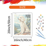 ARNLRDYA Poodle Dog Paint by Number Kits, White Sitting Dog Looking into Distance Paint by Numbers for Beginners, Funny Animals Acrylic Paints Oil Painting for Home Decor(16×20inches, No Frame) ARNLRDYA