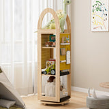 PulSpeed 360° Rotating Bookshelf 59" Tall - 4-Tier Solid Beech Wood & Iron Shelf DIY Pegboard, Anti-Tip Design Heavy Duty Storage for Small Space/Office/Living Room/Nursery/Apartment/Kid's Room PulSpeed