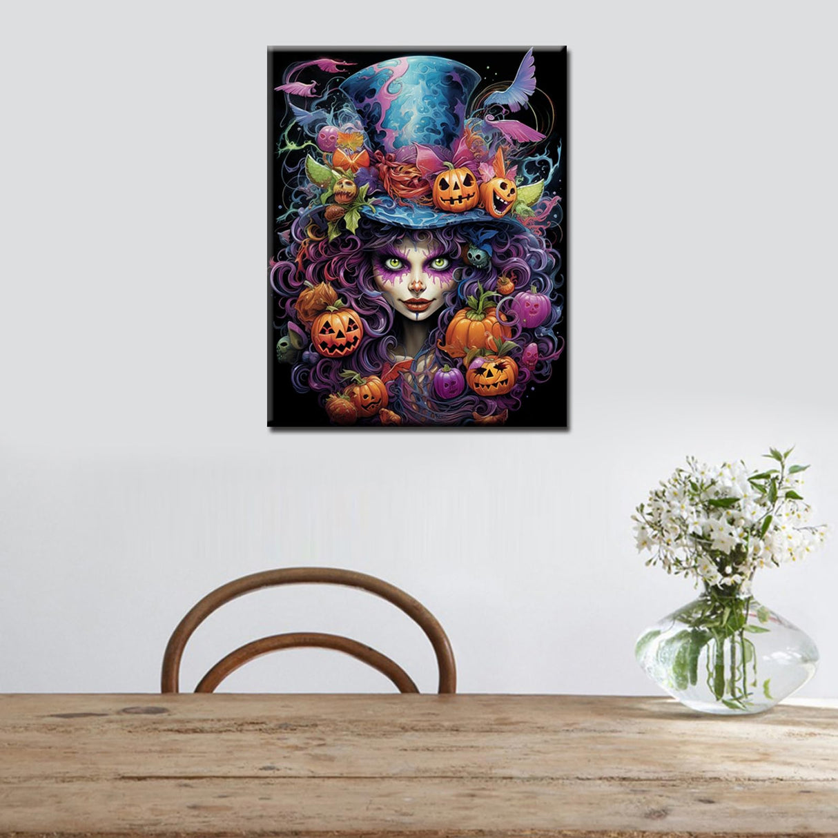 Tucocoo Paint by Number Gril Portrait with Hat DIY Painting On Canvas with Brushes Acrylic Paints Pumpkin Halloween Hocus Pocus Paint by Numbers for Adults Kids Students Beginner 16x20 Inch Frameless Tucocoo