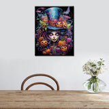 Tucocoo Paint by Number Gril Portrait with Hat DIY Painting On Canvas with Brushes Acrylic Paints Pumpkin Halloween Hocus Pocus Paint by Numbers for Adults Kids Students Beginner 16x20 Inch Frameless Tucocoo