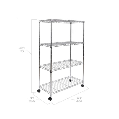 Seville Classics Solid Steel Wire Shelving Storage Unit Adjustable Shelves Organizer Rack, for Home, Kitchen, Office, Garage, Bedroom, Closet, Steel, 4-Tier, 30" W x 14" D