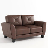 Genuine Leather Loveseat Sofa, 2 Seater Modern Sofa Couch for Living Room, Brown (62'') Secsofier