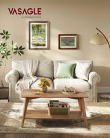 VASAGLE MAEZO Collection - Coffee Table, 2-Tier Center Table with Storage, Tapered Legs, Curved Transitions, 21.7 x 39.4 x 17.7 Inches, Easy to Assemble, for Living Room, Honey Brown ULCT249K01 VASAGLE