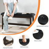 HOOBRO Dining Bench, Bamboo Dining Room Bench with PU Leather Upholstered Seat, for Kitchen, Living Room, Hallway, Kitchen, Entryway, Brown and Black CB13CD01 HOOBRO